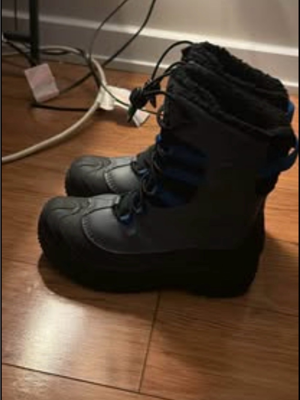 Columbia Kids Black Boots with Blue Accents